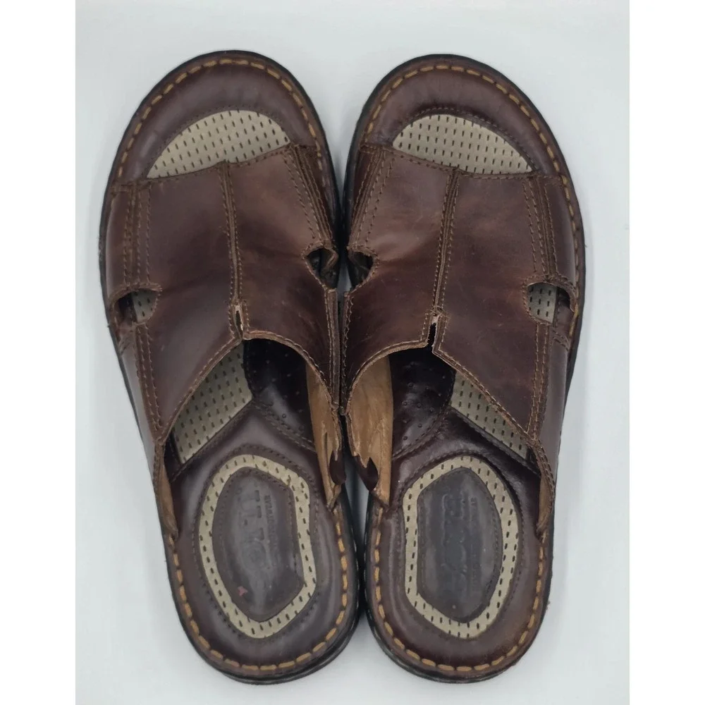 Born Crown Robert Slide Sandals Mens 11M Brown Leather Comfort Slip On